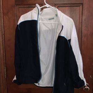 navy & white windbreaker